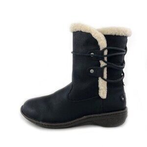 UGG Akadia Black Leather Winter Ankle Boots 7